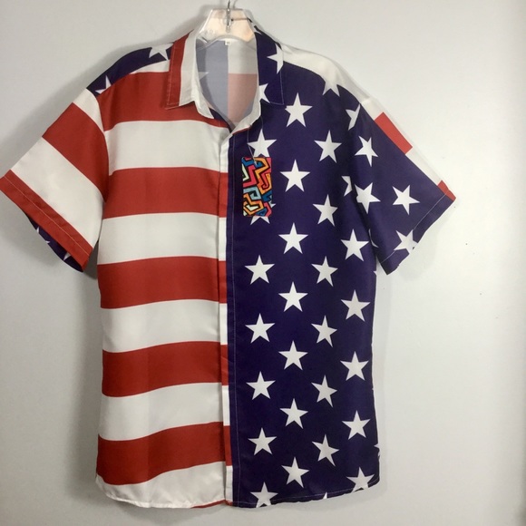 Other - 4/$25 🌺Short Sleeve American Flag Button Up Shirt